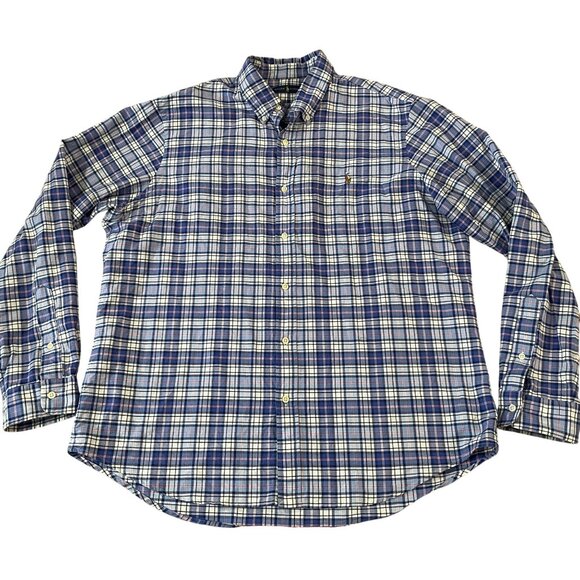 Ralph Lauren Button Down Shirt Men's Size XL Blue Plaid Cotton Classic Preppy - Picture 1 of 5